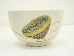 ★ はやとばあ ★T　能瀬三恵子 （萌春） 九谷焼 色絵金彩花草絵図 道具 ] - 道具 九谷焼 能瀬三恵子（萌春）造 色絵独楽茶碗（共箱